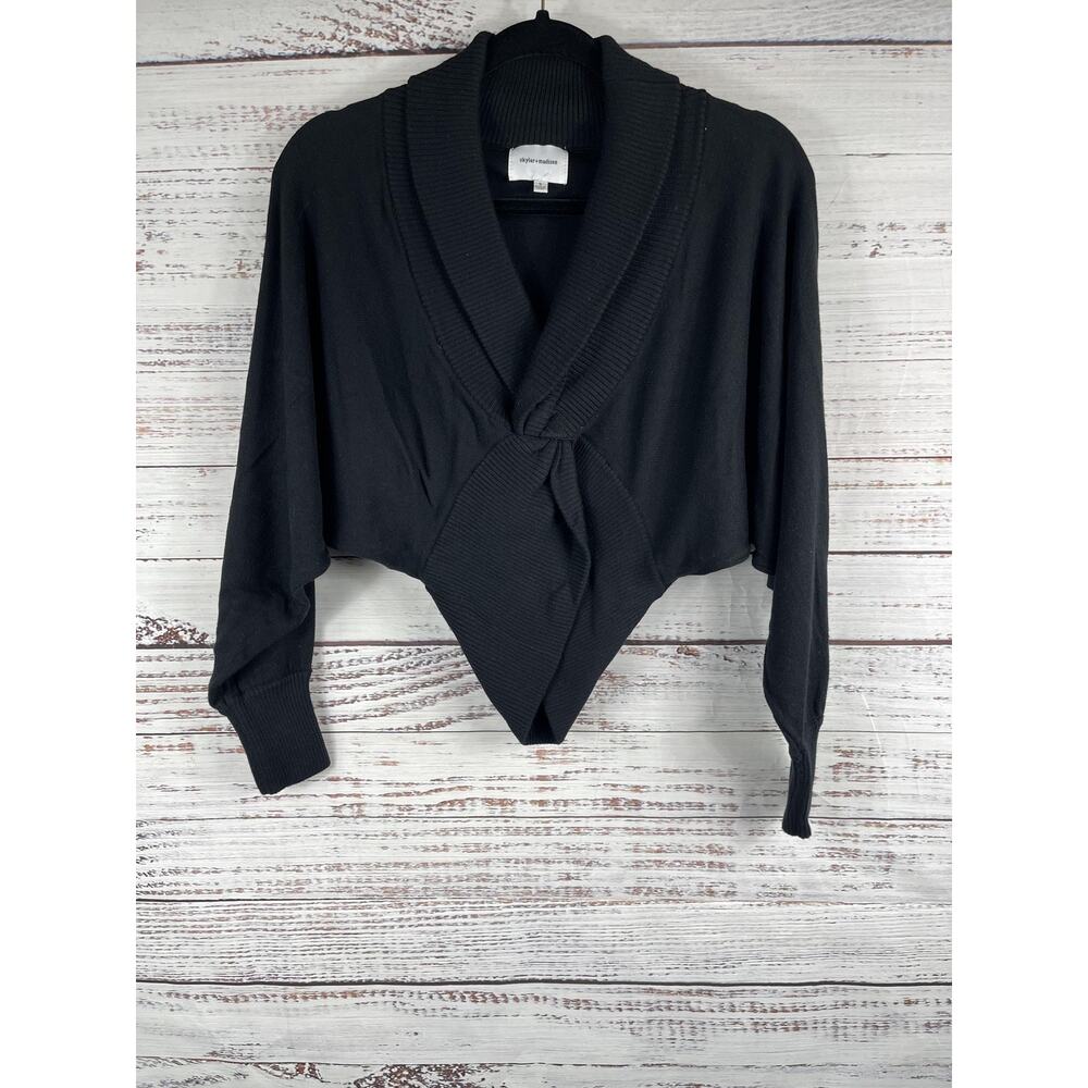 Skylar Madison Sweater Women's Small Tie Front Shawl Collar Pullover Knit Top